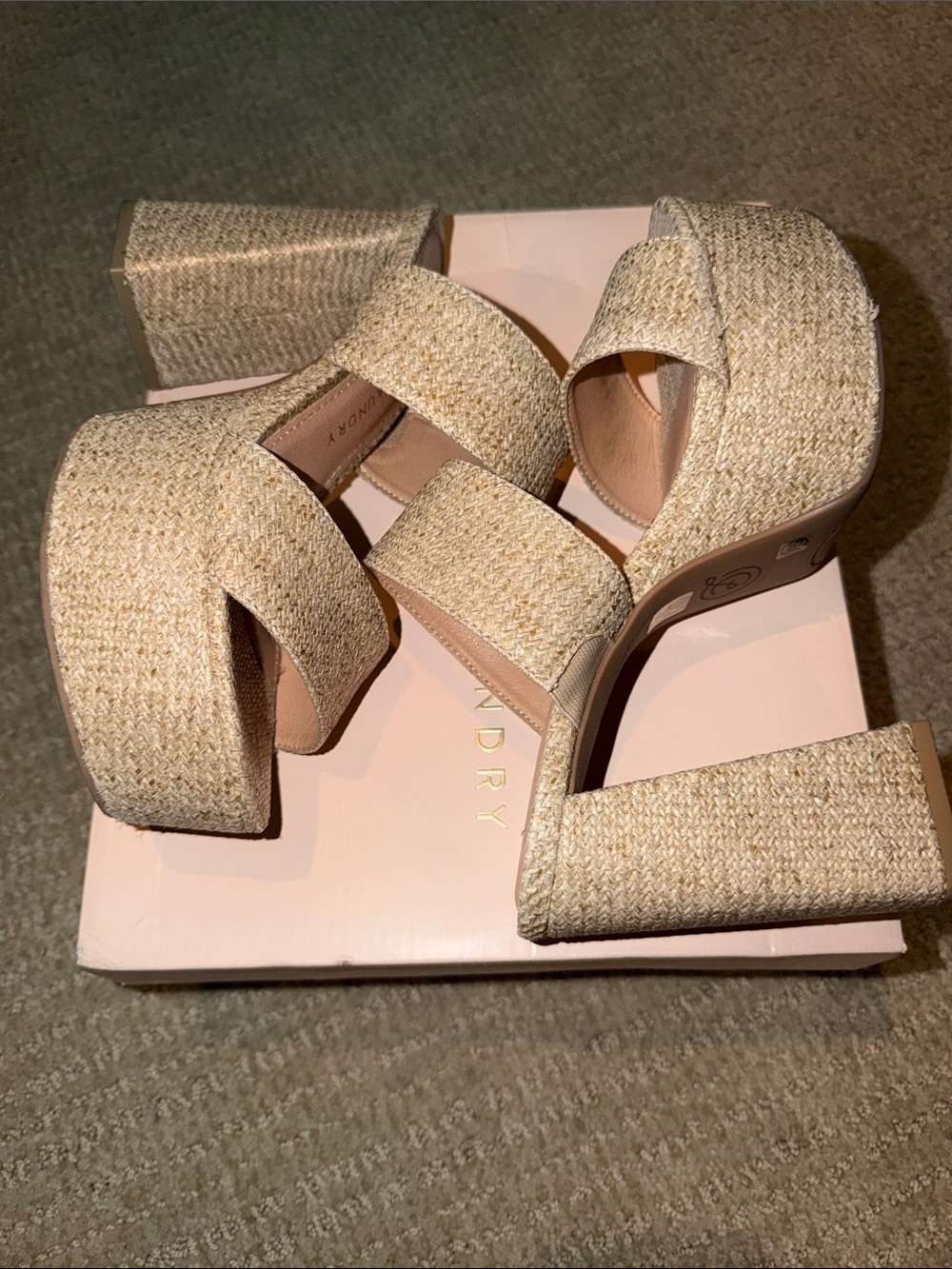 Chinese Laundry Nice Raffia Natural Platform Sandals